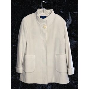 Mackintosh Winter White Wool Blend Satin Lined Classic Coat Big Open Pockets XL